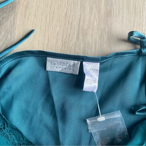 Emerald Green Slip Dress with lace and bows - Picture 5 of 6